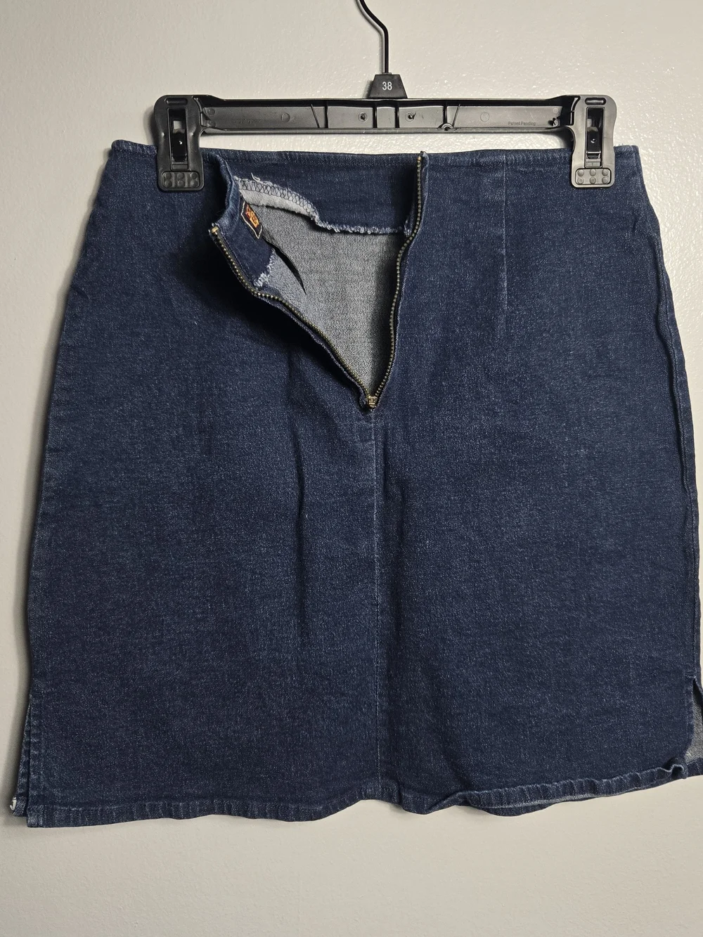 Vintage Route 66 Dark Wash Embroidered Floral Denim Mini Skirt Stretch Fit 7/8